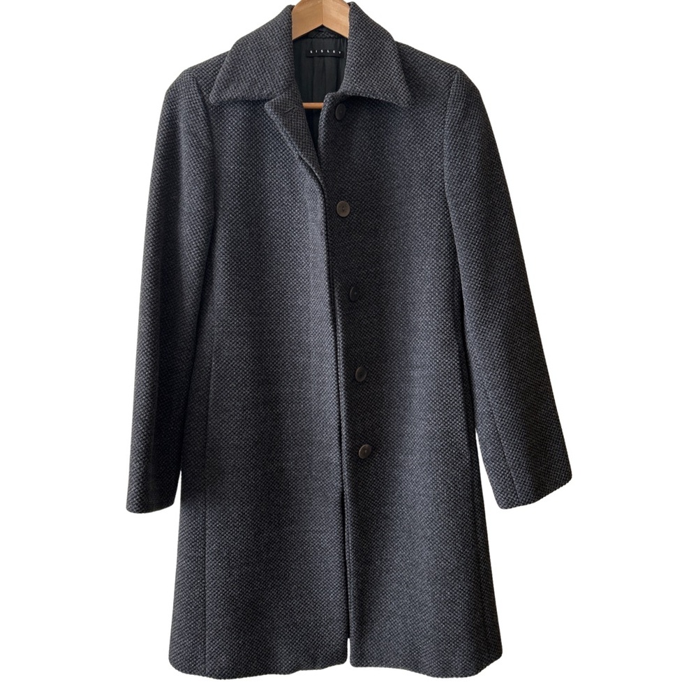 Sisley Coat Classic Minimalist Wool Overcoat - S - Black, Charcoal Gray